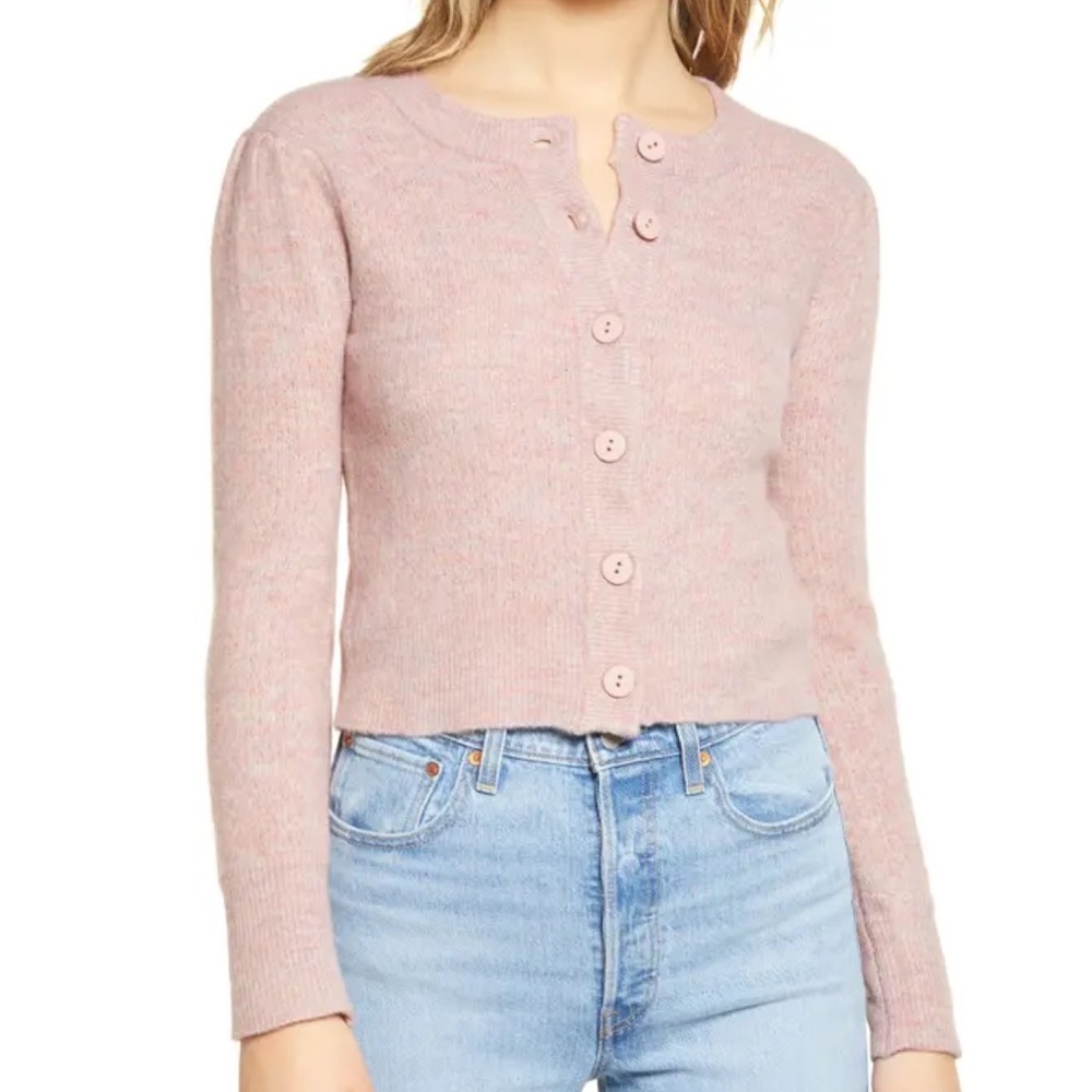 WAYF Pointelle Wool-Blend Cardigan NWT S